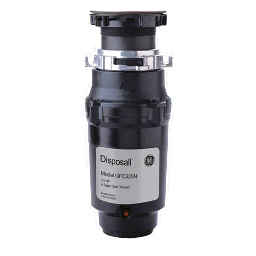 GE Continuous Feed Garbage Disposal, 1/3 Horsepower, Good for Grinding: Fruit Peels, Cooked Pasta, & Cereal, Easy Install Kit and Power Cord Included, Recommended for 1-2 Person Homes, GFC325N
