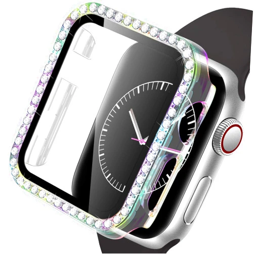 ZAROTO Hard Casefor Apple Watch 38mm, Bling Diamonds with Screen Protector for Apple Watch Series 3 2 1, Overall Protective Cover Case for iWatch Women Girls 38mm, Colorful