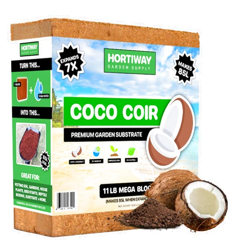 Hortiway 11lbs Premium Coco Coir Brick -100% Organic Coconut Coir for for Plants, Low EC & pH Balance, Natural Compressed Growing Medium, Coconut Core for Gardening Planting & Potting Soil Substrate