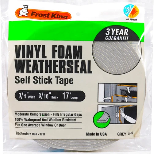 Frost King Vinyl Foam Tape - Closed Cell - Moderate Compression, 3/4