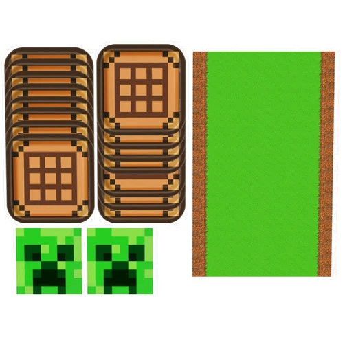 Momentko Minecraft Party Birthday Plates Napkins Tablecloth | Minecraft Party Theme Birthday Tableware Party Supplies Pack | Serve 16…