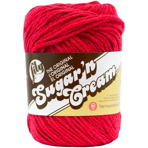 Lily Sugar 'N Cream The Original Solid Yarn, 2.5oz, Medium 4 Gauge, 100% Cotton - Country Red - Machine Wash & Dry