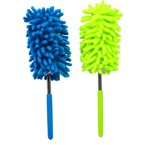 zdyCGTime Microfiber Retractable Cleaning Dust Remover, Removable and Cleanable Hand-held Dust Remover, Used to Clean Offices, Cars, Windows, Etc. (2 Pack, Blue+Green)