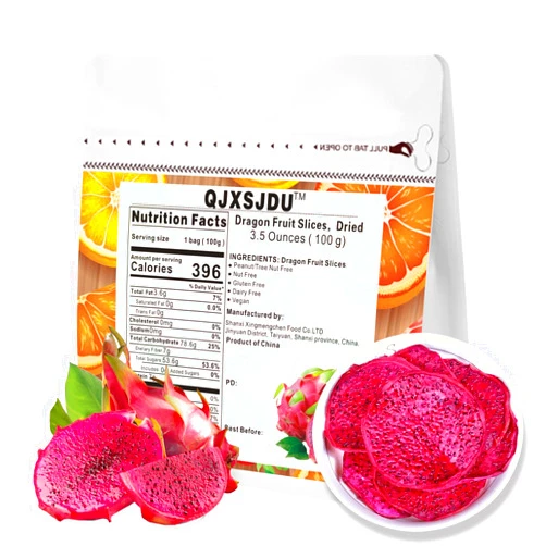 QJXSJDU Dried Dragon Fruit, Simple No Sugar Added Dehydrated Exotic Chinese Snacks for Cocktail Garnish and Tea Drink, Delicious Lunch and Travel Bulk Food Pack for Adults & Kids (3.53oz/100g Per Bag)