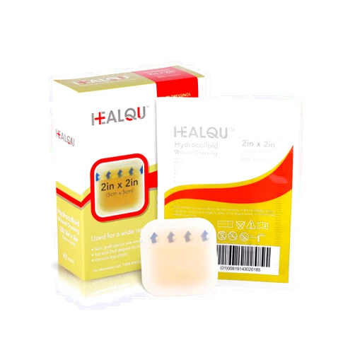 Healqu 20-Pack Hydrocolloid Dressing 2x2 Inch - Sterile Adhesive Bandages for Bed Sores, Abrasions, and More - Waterproof and Absorbent Hydrocolloid Patches with Protective Wound Barrier by Healqu Standard 2x2 Inch (Pack of 20)