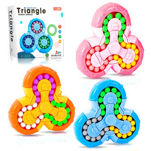 VirtueStar 3 PCS Magic Cube Bean Puzzle,Rotate and Puzzle,Stress and Anxiety Relief Fidget Toys,Brain Teasers Travel Games for Kids,Teens,and Adults,Pop Birthday Gifts(Individually Gift Boxed)