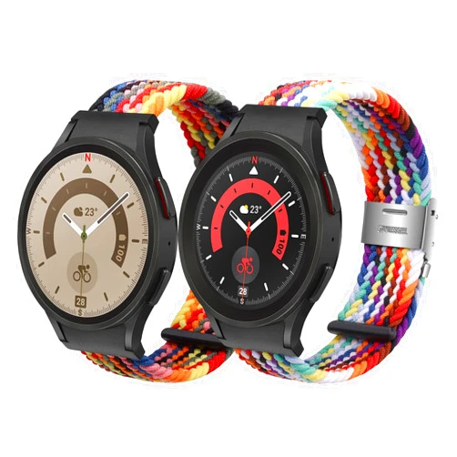 Yeahxing 2 Packs Compatible with Galaxy Watch 4 Band Galaxy Watch 5 Band Replacement, 20mm No Gap Adjustable Buckle Elastic Solo Loop Wristband for Samsung Galaxy Watch 3/4/5 40mm 41mm 42mm 44mm 45mm