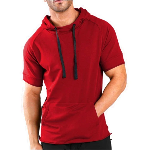 COOFANDY Men's Short Sleeve Hoodie Workout Gym Sweatshirt Muscle Fit Fashion Athletic Hoodies Pullover Cotton Hooded T-Shirts