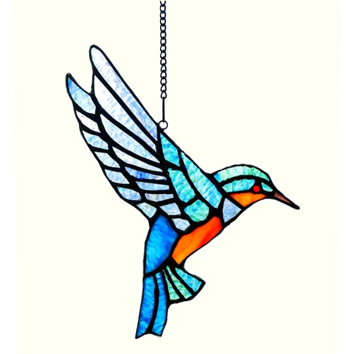 Alivagar Stained Glass Bluebird Window Hanging Sun Catcher Ornament Bird, 9