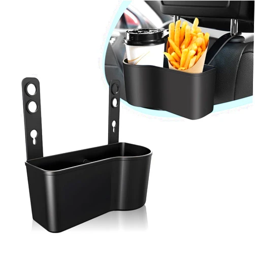 BubabyZZ Car Headrest Back Seat Cup Food Holder,Universal Head Rest Black Backseat Dual Drink/Food/Sauce Tray Organizer Car Interior Accessories Travel