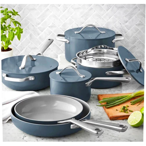 MEMBER´S MARK Member Mark 11 Piece Modern Ceramic Cookware Set With Smart Kitchen Tools Set (Assorted Colors) (Gray)