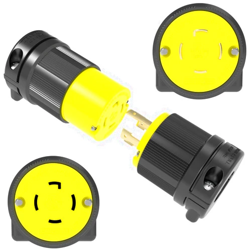 Journeyman-Pro 30 Amp, Plug & Connector Set, NEMA L14-30R & L14-30P, 125/250V, Locking Plug Socket, Black Industrial Grade, Grounding 7500 Watts Generators (L14-30PR Plug Set)