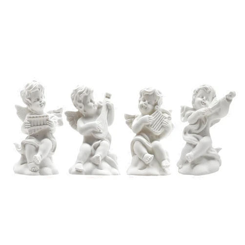 Hoypeyfiy 4 Pieces Little Angel Statue Mini Resin Figure Adorable Sculpture Musical Cherub Figurine Shelves Decoration Home Decor