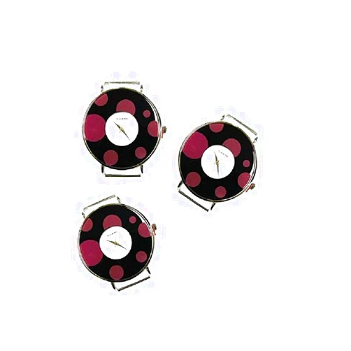 PlanetZia Creations PlanetZia 2pcs Round Dotted Ribbon Watch Faces for Your Interchangeable Beaded Bands TVT-5748 (Black/Purple Dots)