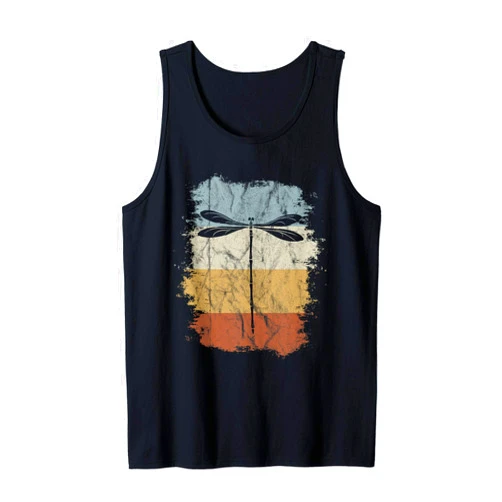 SkizzenMonster Insect Lover Gifts Retro Vintage Color Dragonfly Silhouette Tank Top