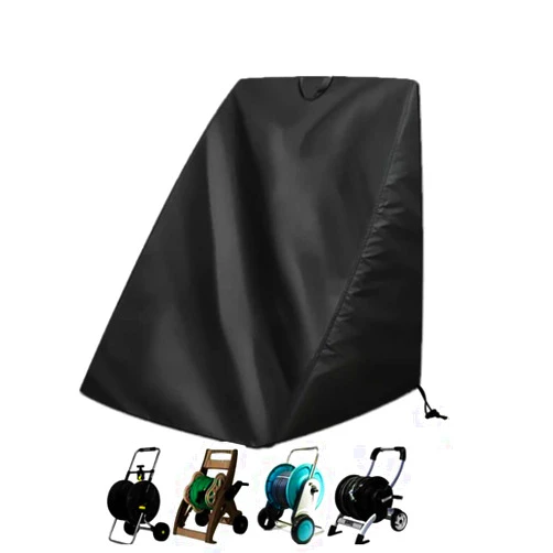 SUNSURE Hose Reel Cart Cover SUNSURE Black Waterproof Free Standing Water Hose Reel Protective Cover Furniture Sets for Patio Outdoor (Black)