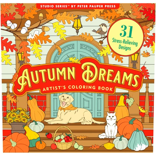 Peter Pauper Press Autumn Dreams Coloring Book - 31 Stress Free Designs (Peforated Pages for Easy Removal)