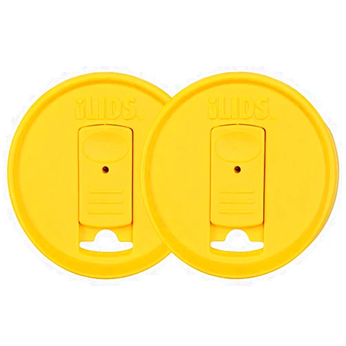 ILIDS Mason Jar Drink Lid, Regular Mouth, Yellow, Pack of 2