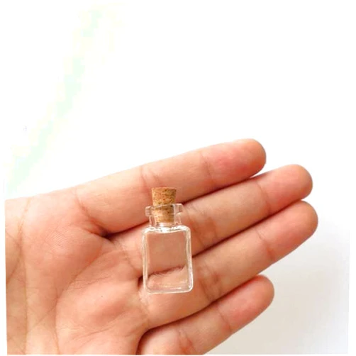 TAI DIAN Mini Glass Bottles Pendants Rectangle Transparent Bottles with Cork Littles Jars for Gift Pendants 10pcs (10, Rectangle)