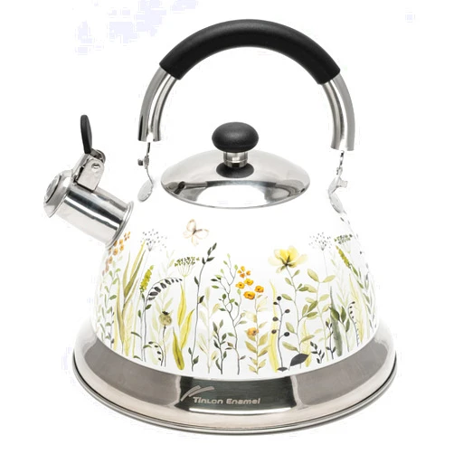Tinlon Enamel Tea Kettle, 3.0 Quart Whistling Tea Pot for Stove Top, Food Grade 304 Stainless Steel Teapot with for Coffee, Tea, Milk etc