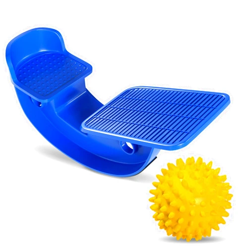 ProHeal Foot Rocker Calf Stretcher with Spiked Ball Massager - for Plantar Fasciitis, Achilles Tendonitis - Calf, Foot, Heel, and Ankle Stretcher - Lower Leg Pain Relief - Blue with Yellow Ball