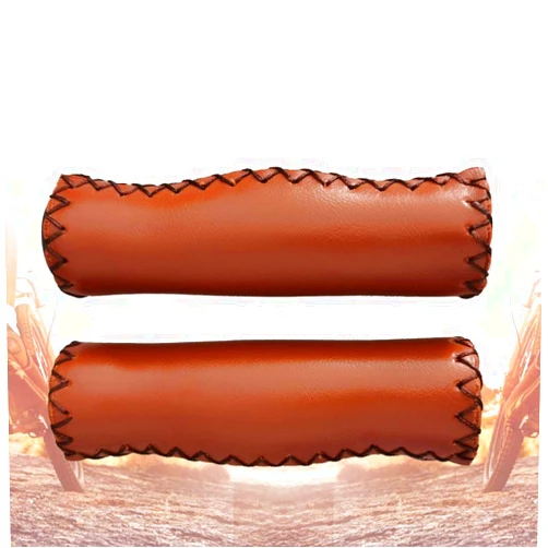 Jonscart Brown Beach Cruiser Bike Bicycle Soft Synthetic Leather Handlebar Cover Hand Grips Bar with End Cap and Needle