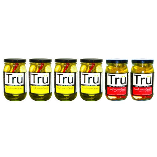 Tru Pickles 6 Piece Variety Pack, Bread/Butter and Tru Dill Heat