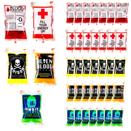 TORINALITAL Halloween Blood Bags for Drinks - 35PCS Reusable Blood Bags Drink Pouches 8 Fl Oz / 250ml IV Novelty Bags for Drinks for Vampire Zombie Halloween Party Supplies Decorations