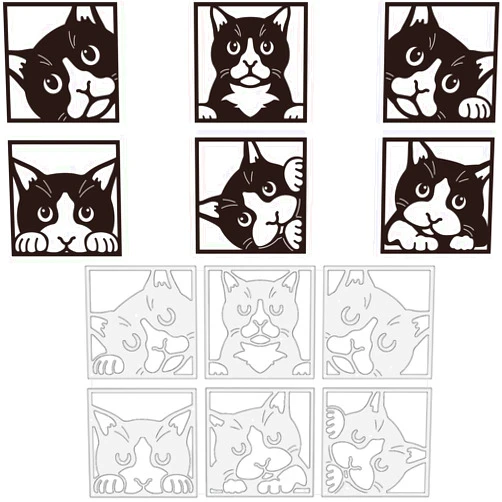 BENECREAT 6 Styles Animal Cat Metal Die Cuts, Peeking