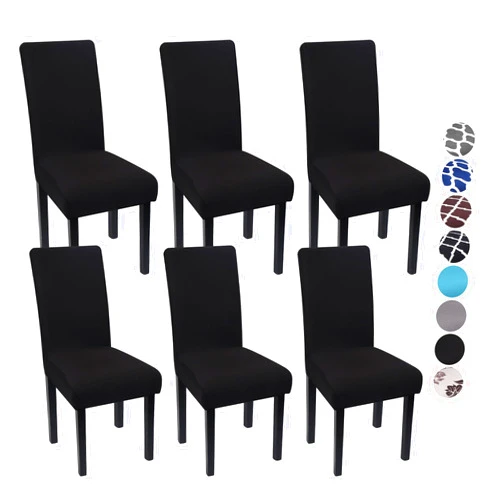 YIMEIS Dining Room Chair Covers Set of 6, Washable Kitchen Seat Protector, Removable Stretchable Parsons Chair Slipcover for Room, Office, Hotel, Ceremony(02# Black)
