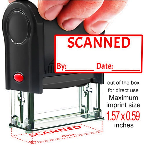 Bertiveny Self Inking Scanned Stamps with Date Custom Office Scanned Rubber Stamps Self-Inking Personalized for Business Supplies,Business Stamps for Scann,Red