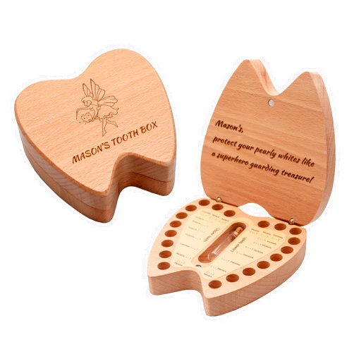 Asakora Personalized Baby Tooth Fairy Box, Custom Engraved Name Wooden Keepsake for lost teeth, Toddler Milk Teeth Saver Storage Holder, Children's Teeth Organizer Deciduous Box for Preserving Child Memory