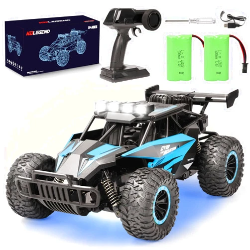 kolegend RC Cars 20 Km/h Remote Control Car 30+min with Chassis Lights 2 Batteries, 13 Inch All Terrains RC Monster Trucks Off Road Vehicle for Boys Girls Kids