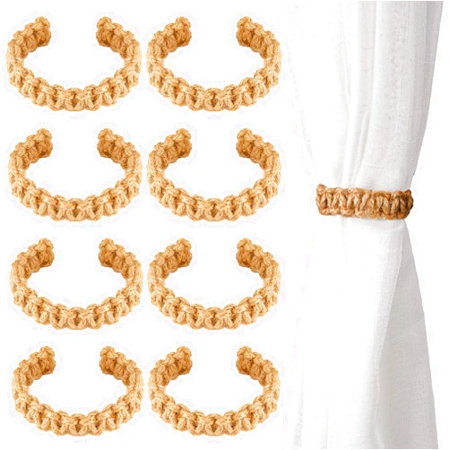 Yunsailing 8 Pack Braided Curtain Tiebacks Farmhouse Rustic Curtain Ties for Drapes Adjustable Holdbacks Handmade Curtain Tiebacks Outdoor Flexible Rope Curtain Tie for Christmas Wedding Home Decorations