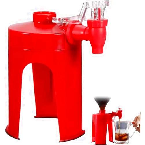 Poevic Hand Pressure Carbonated Beverage Dispenser, Soda Dispenser Hand Pressure Coke Drinking, 2 Liter Soda Dispenser Plastic Drink Dispenser Stand