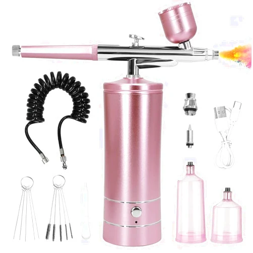 Ykall Airbrush Kit with Compressor, Auto Handheld Airbrush Gun with 0.3mm Tip, Rechargeable, Portable Air Brushes for Painting, Tattoo, Nail Art, Model Coloring, Makeup, Cake