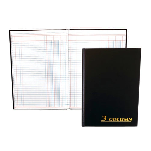 Adams Account Book, 7 x 9.25 Inches, Black, 3-Columns, 80 Pages (ARB8003M)