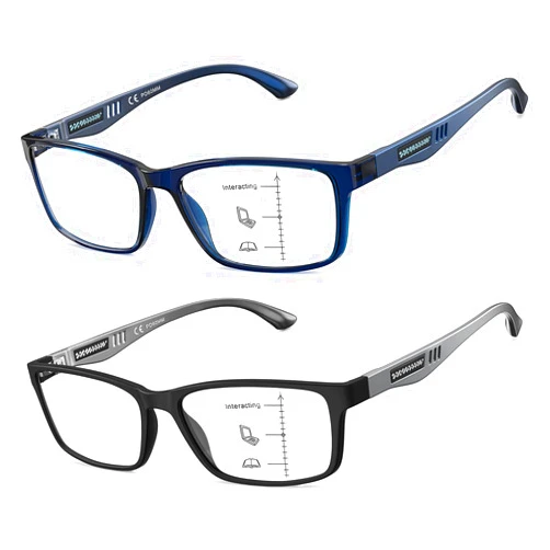 CARA OPTICAL CARA Extremely Lightweight Progressive Multifocus Reading Glasses for Men No-Line Blue Light Blocking Computer Readers