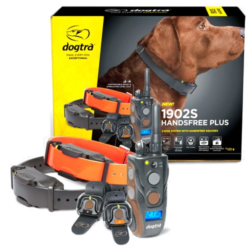 Dogtra 1902S HANDSFREE PLUS Boost and Lock, Remote Dog Training E-Collar, HANDSFREE SQUARE, 3/4-Mile Range, Rechargeable, Waterproof, High-Output, 2 Dog System, eCollar for Medium, Large Dogs