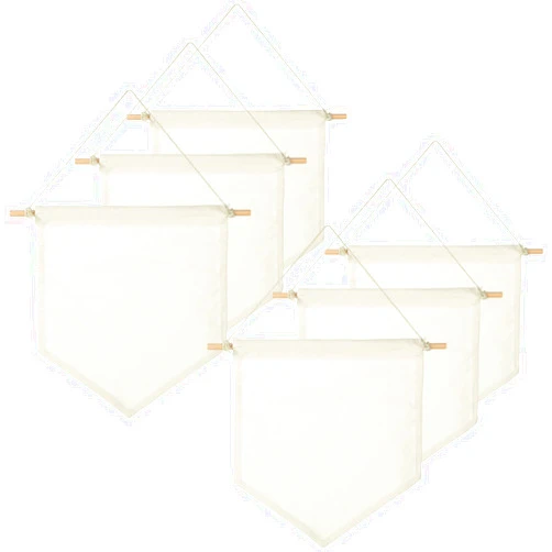 CYEAH 6 Pack Canvas Banners Blank with Wooden Dowel, Hanging Wall Blank Canvas Banner, Wall Art Banner Enamel Pin Display Blank Banners for Enamel Pins, Buttons and Label Collections