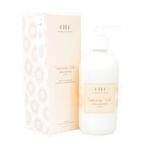 FarmHouse Fresh Sunshine Silk Organic Shea Butter Body Lotion – Hydrating Moisturizer with Vitamin E, Citrus and Vanilla Scent, 8 fl oz
