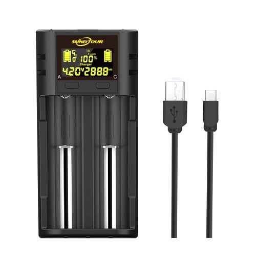 SUNLYTOUR 21700 18650 Battery Charger with Capacity Test Function,21700 Battery Charger 21750 18650 Charger with Capacity Test for 20700 22700 26650 26700 16340 (RCR123) Ni-MH Rechargeable