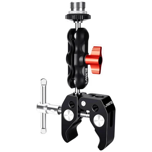 LANXIRE Mic Mount Microphone Clamp with Super Clamp Ball Head and Thread Holes - Compatible with Microphones - Max Load 4.4lb/2kg