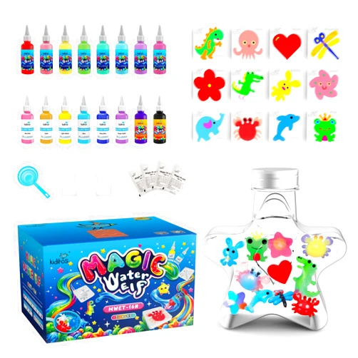 Kiditos Magic Water Elf Toy Kit–Squishies for Kids,16 Gels+12 Molds&Star Bottle, Magic Gel Water Pets Sensory Toy, Fun DIY Craft Kit, Party Favors, Birthday & Christmas Gifts for Kids Ages 3+