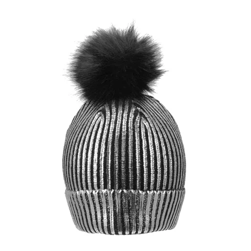 LYUD Winter Hats Winter Hats for Women Girls Gold Silver Color Pompon Caps Hat for Female Warm Fiber Knitting Hat 44cmx20cm (Color : Silver)