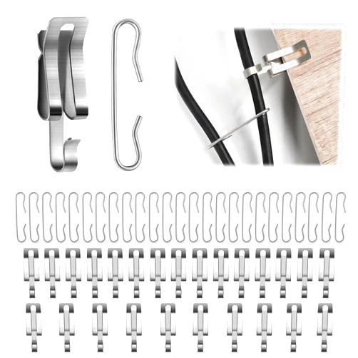 TTQ 50PCS Heat Cable Roof Clips, Gutter Heater Cable Clips Roof De-Icing Heat Cable Clips and Spacers Kit Roof Clips Gutter Cable Fixing Hooks for Installing Heat Tape(25 Clips + 25 Spacers)