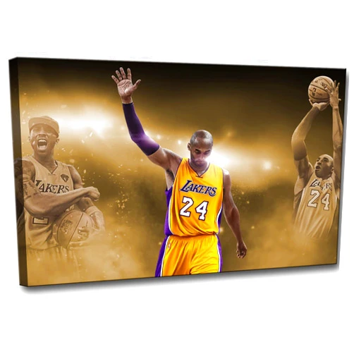 LISIBEI Kobe Bryant Canvas Wall Art Posters Framed Painting Print Wall Decor Mamba Mentality Artwork Home Decor for Living Room Bedroom Gaming Room Man Kid Cave Ready to Hang (12”x18’’(30x45cm),Frame,k-1)