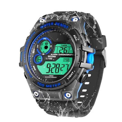 TEKMAGIC 100m Underwater Scuba Diving Watch for Mens Boys with Stopwatch, Chronograph, Alarm Functions, Dual Time Zone, 12/24 Hours Format