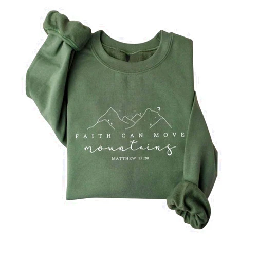 Quzawgohe Faith Can Move Mountains Sweatshirt Women Christian Sweatshirts Long Sleeve Shirts Crewneck Fleece Pullover Top