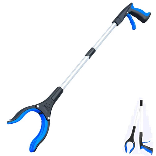 POPDA Grabber Reacher Tool - 32” Extra Long Foldable Gripper and Reaching Tool - Heavy Duty Pick Up Stick Grabbers for Seniors, Trash, Surgery Recovery Must Haves Gifts (Blue)